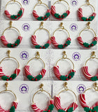 Candy Cane & Holly Earrings