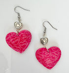 Pink & Silver Conversation Heart Earrings