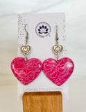 Pink & Silver Conversation Heart Earrings
