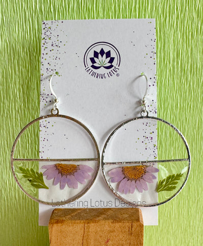 Lavender Daisy Earrings