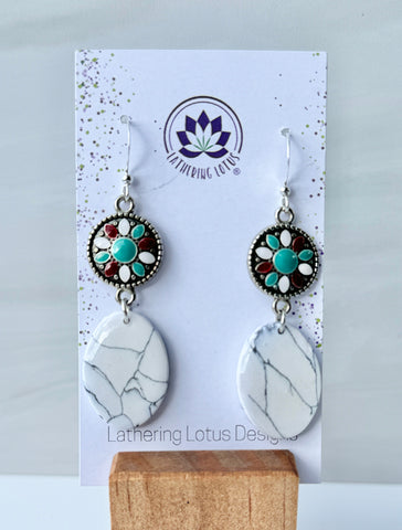 Turquoise and Marble Earrings