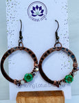 Textured Copper Hoops with Floral Bead