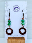 Tiered Green & Copper Beaded Earrings