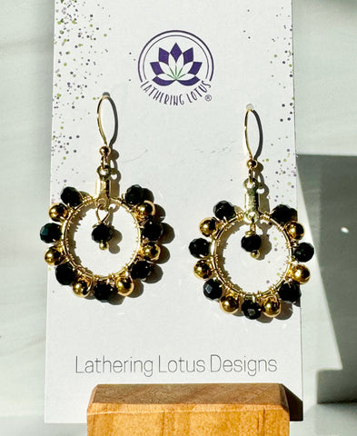 Black and Gold Bead Earrings