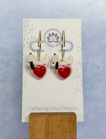 Pup on a heart earrings