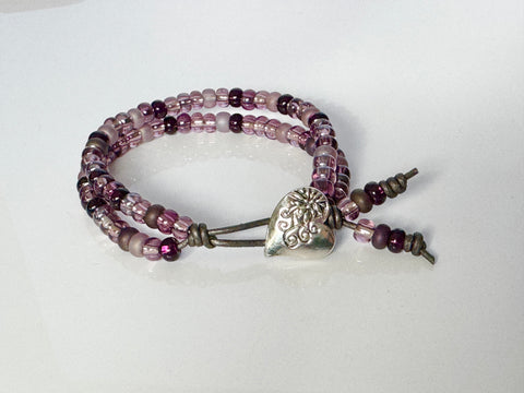 Boho Bead Bracelet Amethyst inspired