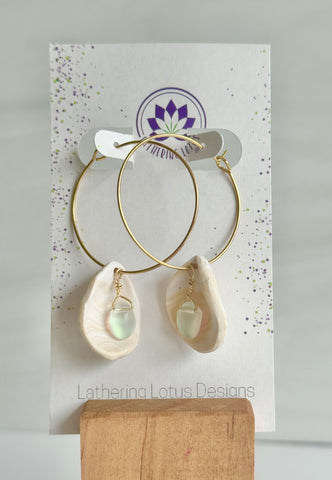 Faux Shell Earrings on Hoop