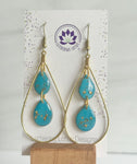 Teardrop Hoop and Turquoise Earrings