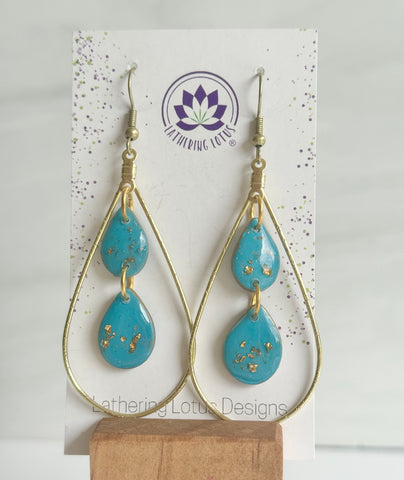 Teardrop Hoop and Turquoise Earrings