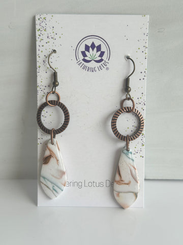 Copper Hoop and Marble Teardrop