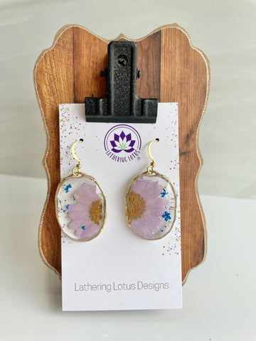 Lavender Pressed Flower Earrings