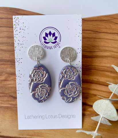 Lavender with Silver Rose Oblong